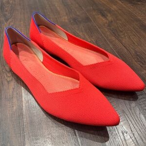 Rothy's Size 13 The Point Flame Red Pointed Toe Lightweight Ballet Flats